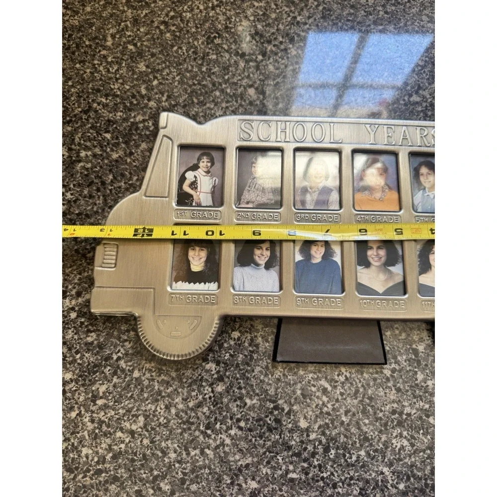 vintage melanneo silve color School bus School yesrs photo Frame NEW